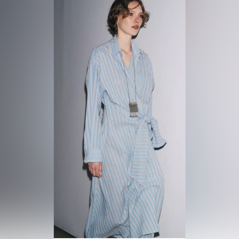 Zara Collection Striped Wrap Dress | NWT
